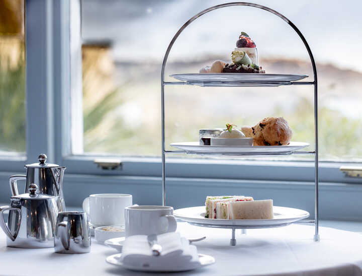 The best afternoon tea in Lyme Regis overlooking the grounds of the Hotel Alexandra
